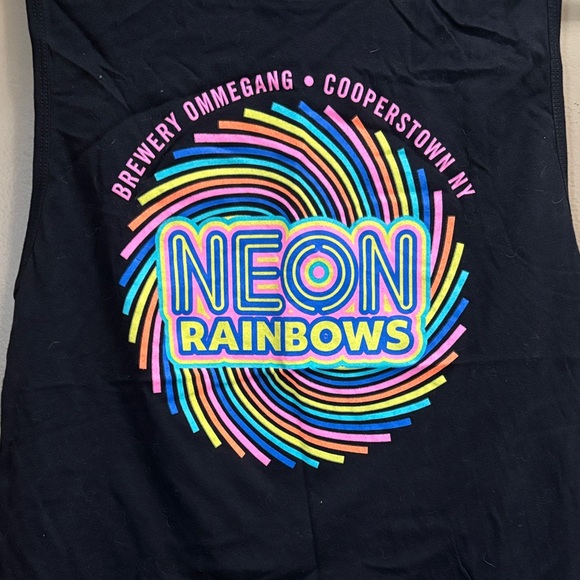 Ommegang Brewery Black Neon Rainbows Tank Top - Picture 2 of 4